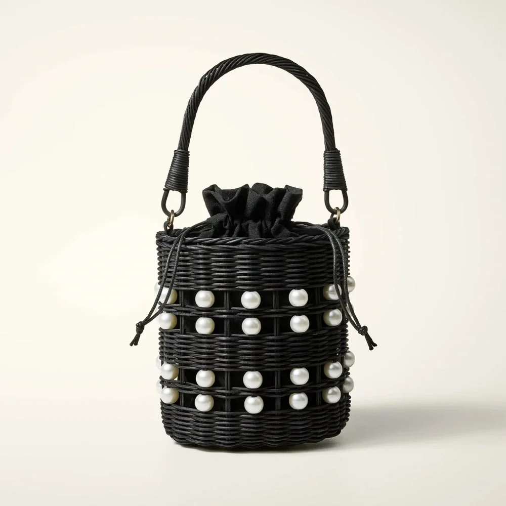 NWT Pearl Embellished Basket Bucket Bag - kate spade new york x Target Black - Picture 1 of 11